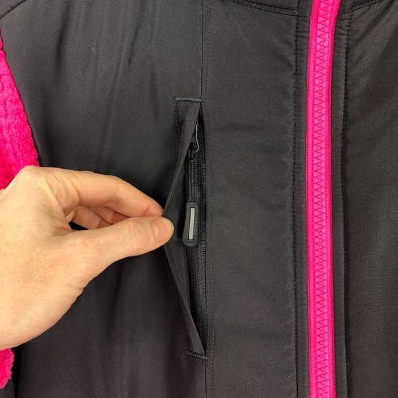FILA Sport Women's Size Small Cloud Peak Pink Grey Textured Fleece Jacket Coat - Picture 4 of 11